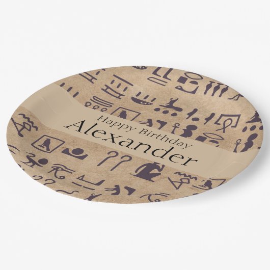 Alte ägyptische Hieroglyphen Kunst, Dichtung und M Pappteller (Schrägansicht)