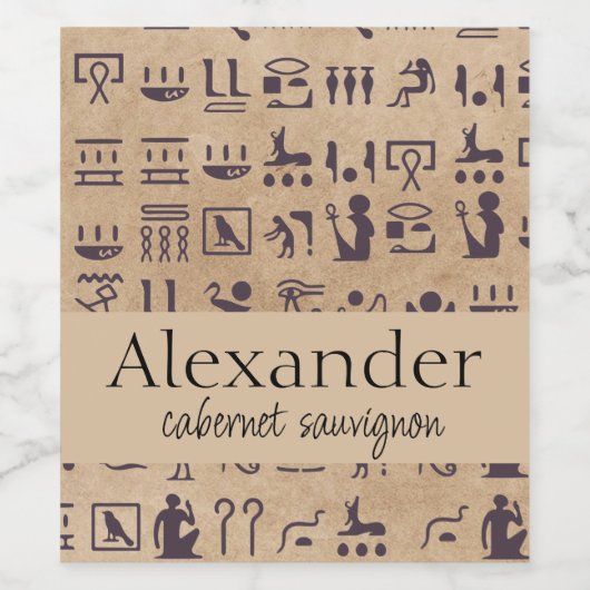 Alte ägyptische Hieroglyphen Kunst, Dichtung und M Weinetikett (Einzelnes Label)