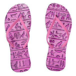 Alte ägyptische Hieroglyphen Lila Flip Flops Badesandalen