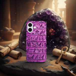 Alte ägyptische Hieroglyphen Lila iPhone 16 Fall Hülle