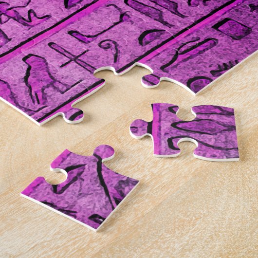 Alte ägyptische Hieroglyphen Lila Jigsaw Puzzle (Seite)