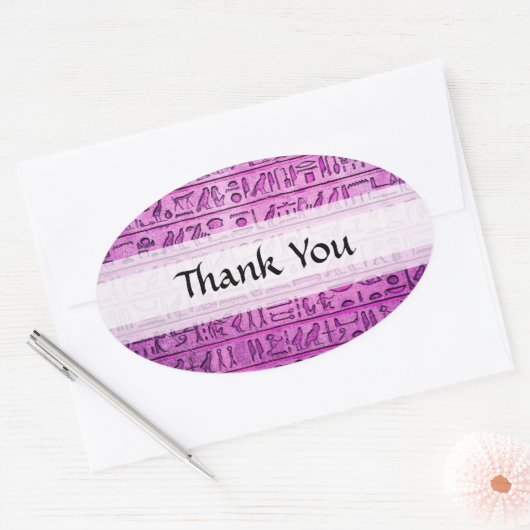 Alte ägyptische Hieroglyphen Lila Ovaler Aufkleber (Umschlag)