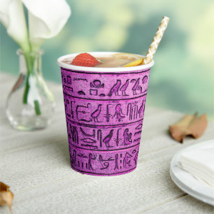 Alte ägyptische Hieroglyphen Lila Paper Cup Pappbecher