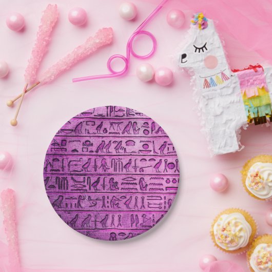 Alte ägyptische Hieroglyphen Lila Pappteller (Party)