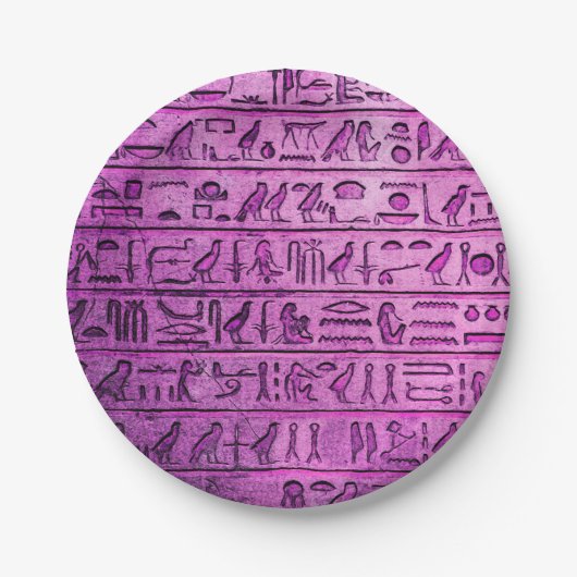 Alte ägyptische Hieroglyphen Lila Pappteller (Vorderseite)