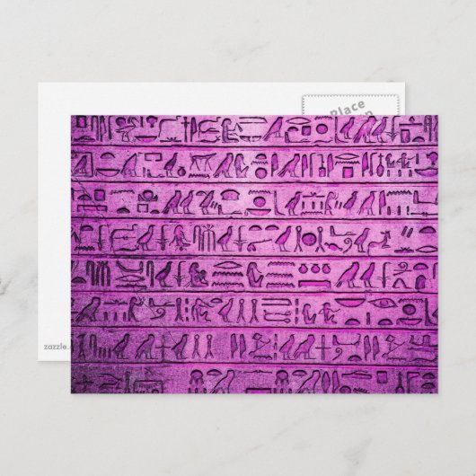 Alte ägyptische Hieroglyphen Lila Postkarte (Vorne/Hinten)