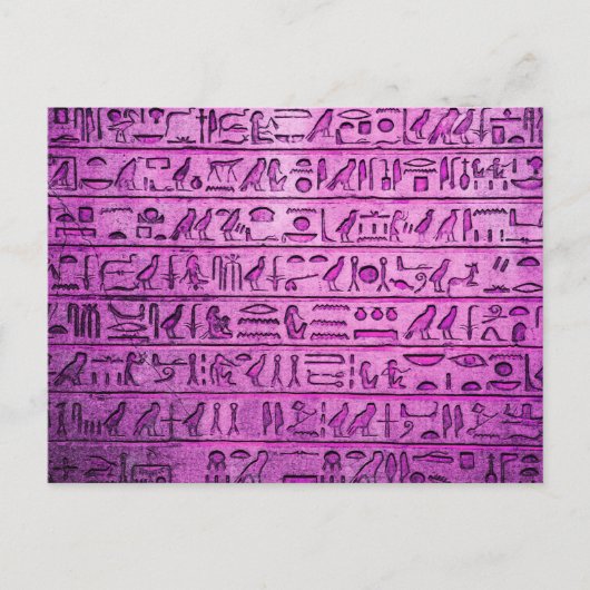 Alte ägyptische Hieroglyphen Lila Postkarte (Vorderseite)