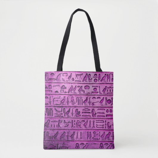 Alte ägyptische Hieroglyphen Lila Tote Beutel Tasche (Vorderseite)