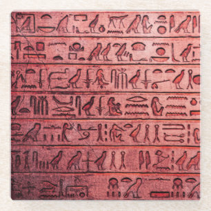 Alte ägyptische Hieroglyphen rot Glasuntersetzer
