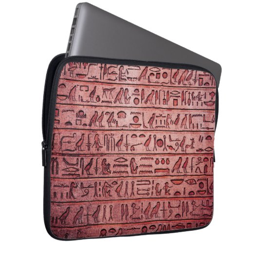 Alte ägyptische Hieroglyphen rot Laptopschutzhülle (Vorne Rechts)