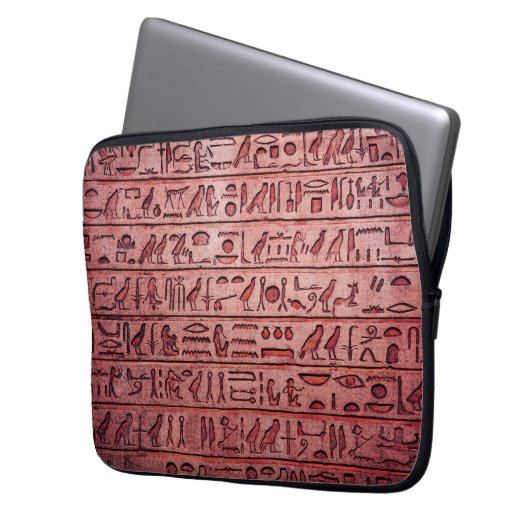Alte ägyptische Hieroglyphen rot Laptopschutzhülle (Vorderseite Links)