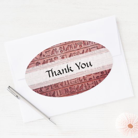 Alte ägyptische Hieroglyphen rot Ovaler Aufkleber (Umschlag)