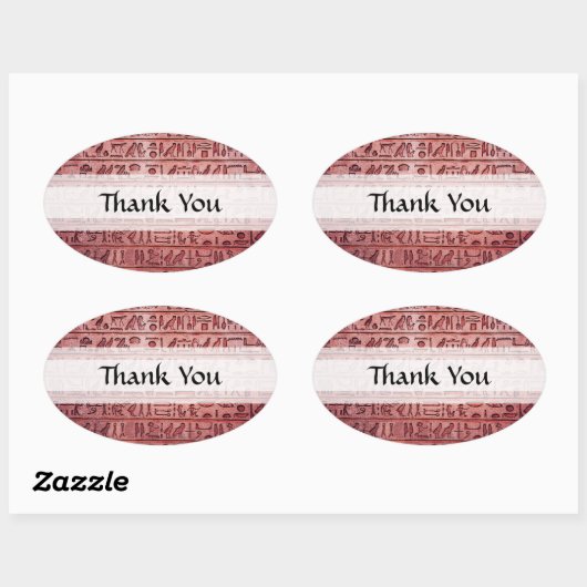 Alte ägyptische Hieroglyphen rot Ovaler Aufkleber (Blatt)