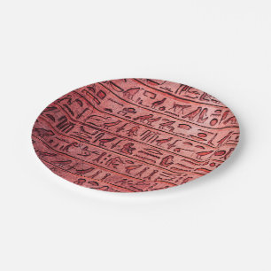 Alte ägyptische Hieroglyphen Rot Paper Teller