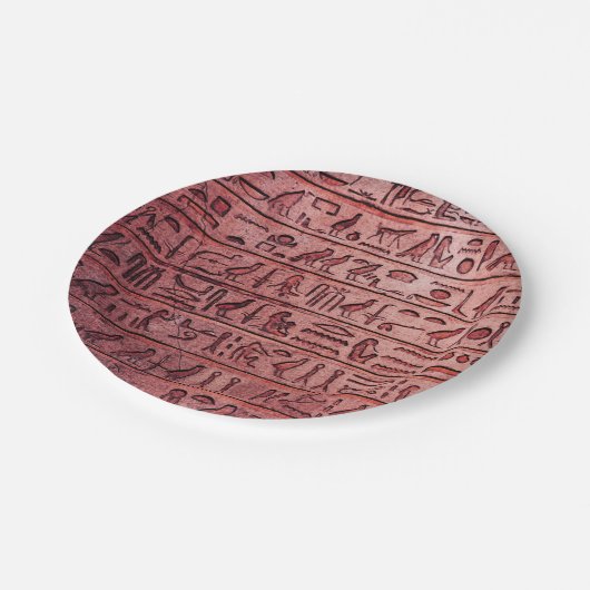 Alte ägyptische Hieroglyphen Rot Paper Teller (Schrägansicht)