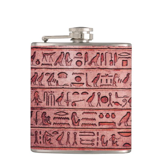Alte ägyptische Hieroglyphen Rote Hüftflasche Flachmann (Vorderseite)
