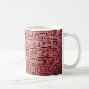 Alte ägyptische Hieroglyphen Roter Kaffee Tasse