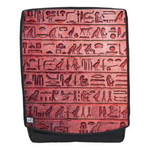 Alte ägyptische Hieroglyphen Roter Rucksack