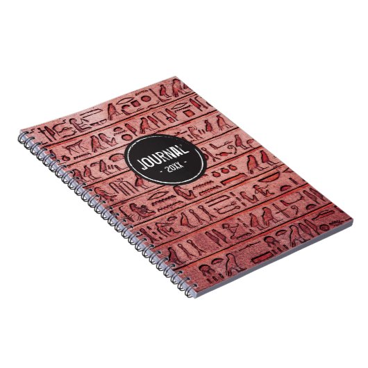 Alte ägyptische Hieroglyphen - Rotes Notebook Notizblock (Rechte Seite)