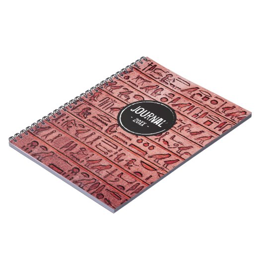 Alte ägyptische Hieroglyphen - Rotes Notebook Notizblock (Linke Seite)