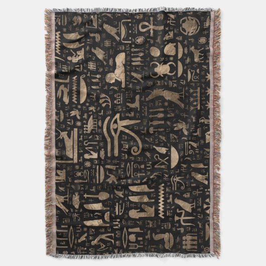 Alte ägyptische Hieroglyphen - Schwarz und Gold Decke (Vorderseite Vertikal)