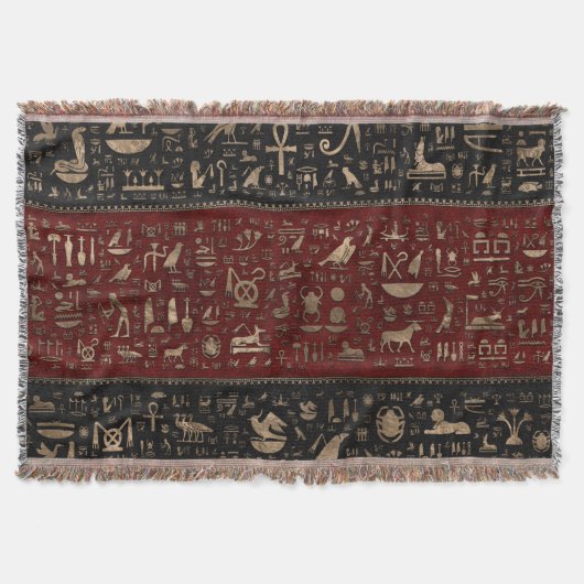 Alte ägyptische Hieroglyphen - schwarzes rotes Decke (Vorderseite)