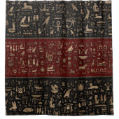 Alte ägyptische Hieroglyphen - schwarzes rotes Duschvorhang (Vorderseite)