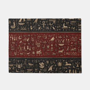 Alte ägyptische Hieroglyphen - schwarzes rotes Fußmatte