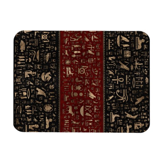 Alte ägyptische Hieroglyphen - Schwarzes Rotes Led Magnet (Horizontal)