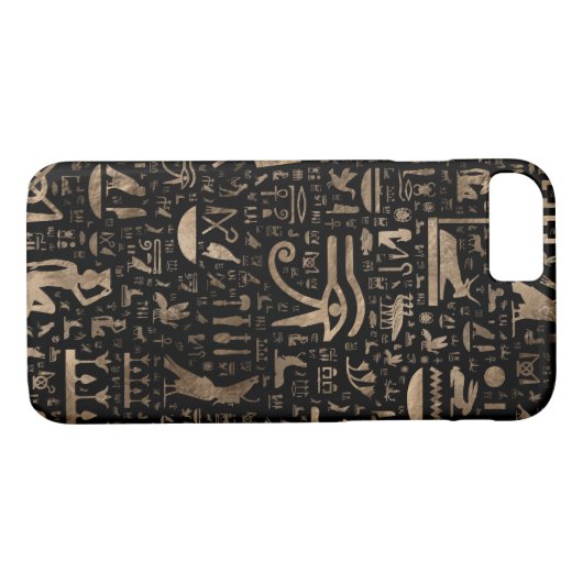 Alte ägyptische Hieroglyphen - Schwarzes und Gold Case-Mate iPhone Hülle (Rückseite (Horizontal))