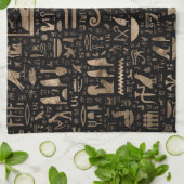 Alte ägyptische Hieroglyphen - Schwarzes und Gold Geschirrtuch (Gefaltet)