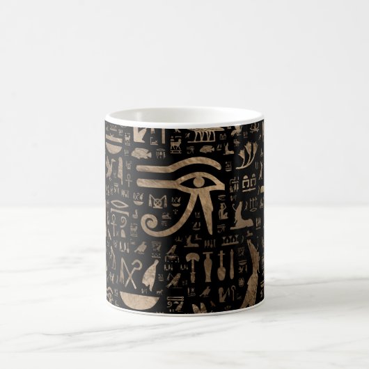 Alte ägyptische Hieroglyphen - Schwarzes und Gold Kaffeetasse (Mittel)