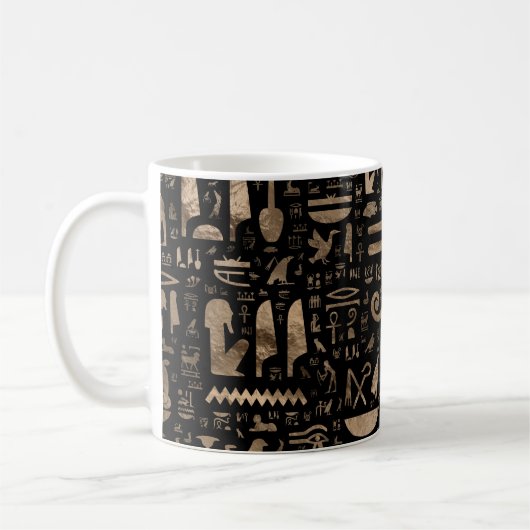 Alte ägyptische Hieroglyphen - Schwarzes und Gold Kaffeetasse (Links)