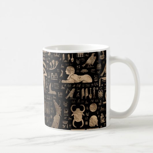 Alte ägyptische Hieroglyphen - Schwarzes und Gold Kaffeetasse (Rechts)
