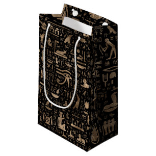 Alte ägyptische Hieroglyphen - Schwarzes und Gold Kleine Geschenktüte