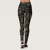 Alte ägyptische Hieroglyphen - Schwarzes und Gold Leggings (Rückseite)