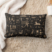 Alte ägyptische Hieroglyphen - Schwarzes und Gold Lendenkissen (Decke)