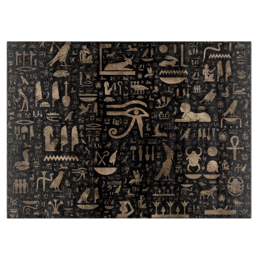 Alte ägyptische Hieroglyphen - Schwarzes und Gold Schneidebrett (Vorderseite)