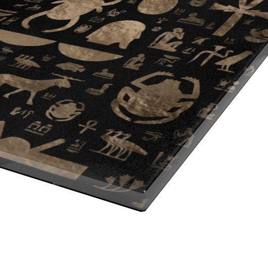 Alte ägyptische Hieroglyphen - Schwarzes und Gold Schneidebrett (Ecke)