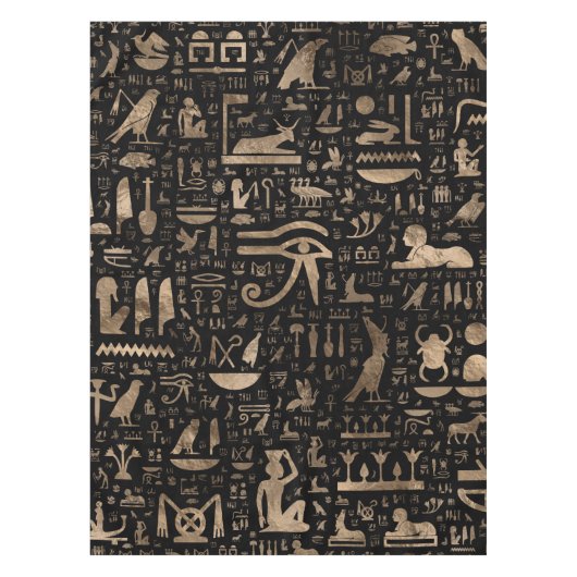 Alte ägyptische Hieroglyphen - Schwarzes und Gold Tischdecke (Vorderseite)