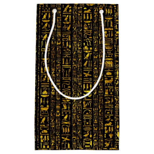 Alte ägyptische Hieroglyphen sind goldschwarz Kleine Geschenktüte (Vorderseite)