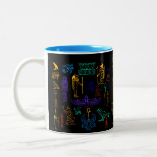 Alte ägyptische Hieroglyphen & Symbole Zweifarbige Tasse