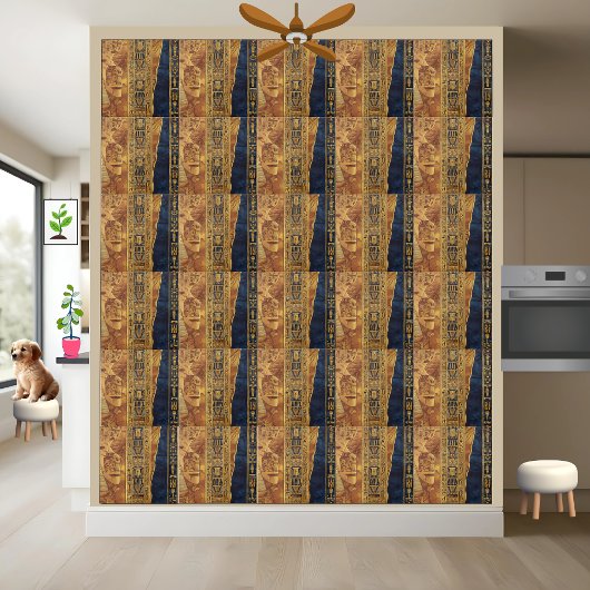 Alte ägyptische Hieroglyphen und geometrische Lini Fliese