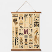 Alte ägyptische Hieroglyphen Wandteppich Mit Holzrahmen (Vorderseite)