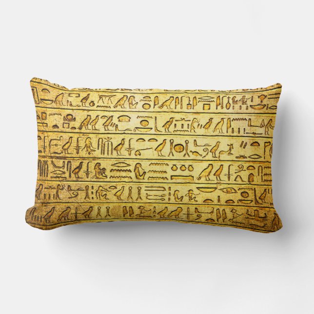 Alte ägyptische Hieroglyphen Yellow Lumbar Pillow Lendenkissen (Vorderseite)