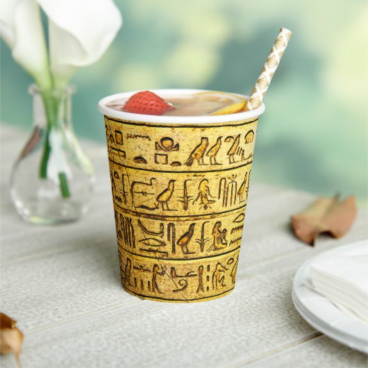 Alte ägyptische Hieroglyphen Yellow Paper Cup Pappbecher (In Situ)