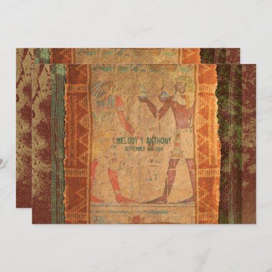Alte ägyptische Hieroglyphics Einladung Hochzeit (Vorne/Hinten)