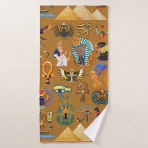 Alte ägyptische Hieroglyphie-Muster Hieroglyphi Badehandtuch
