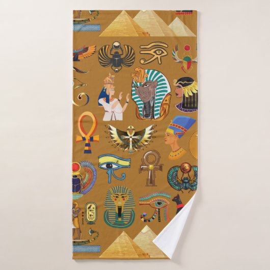 Alte ägyptische Hieroglyphie-Muster Hieroglyphi Badehandtuch (Badehandtuch)