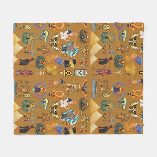Alte ägyptische Hieroglyphie-Muster Hieroglyphi Fleecedecke (Vorderseite (Horizontal))